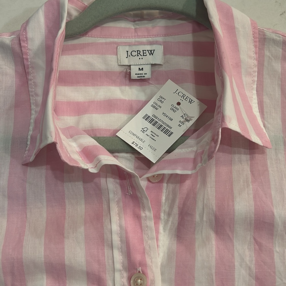 J.Crew Factory Lightweight Cotton Shirt in Signature Fit
Pink White Size M - Picture 2 of 11